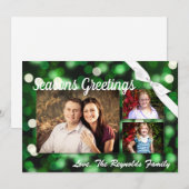 5x7 XMAS-kaart voor kerstgroene kerst met lichte f Feestdagenkaart (Voorkant / Achterkant)