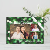 5x7 XMAS-kaart voor kerstgroene kerst met lichte f Feestdagenkaart (Staand voorkant)