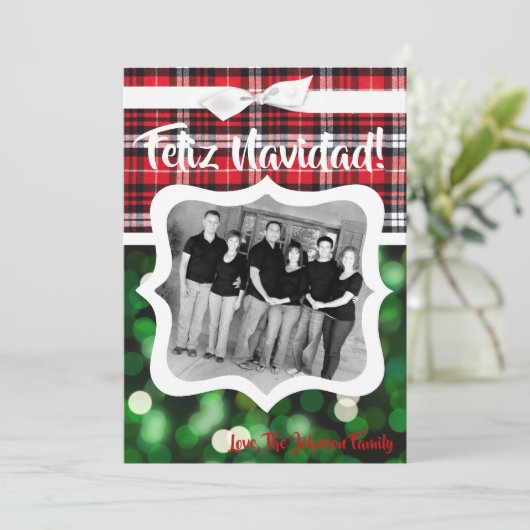 5x7 XMAS-kaart voor kerstgroene kerst met lichte f Feestdagenkaart (Staand voorkant)