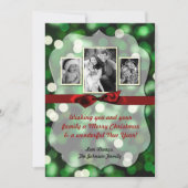 5x7 XMAS-kaart voor kerstgroene kerst met lichte f Feestdagenkaart (Voorkant)