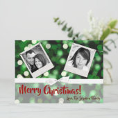 5x7 XMAS-kaart voor kerstgroene kerst met lichte f Feestdagenkaart (Staand voorkant)