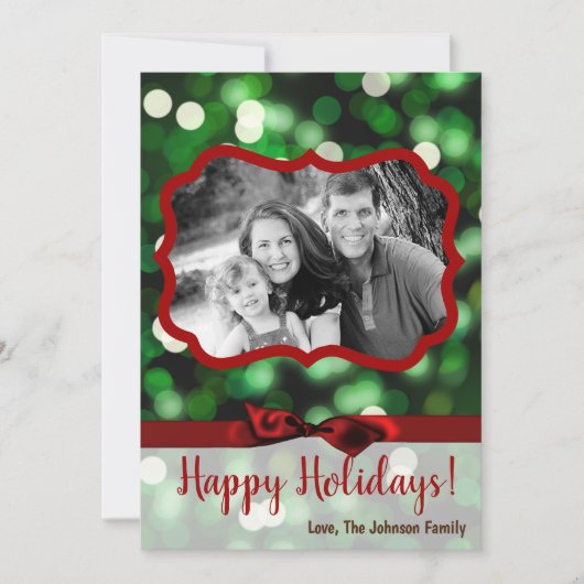 5x7 XMAS-kaart voor kerstgroene kerst met lichte f Feestdagenkaart (Voorkant)