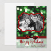 5x7 XMAS-kaart voor kerstgroene kerst met lichte f Feestdagenkaart (Voorkant / Achterkant)