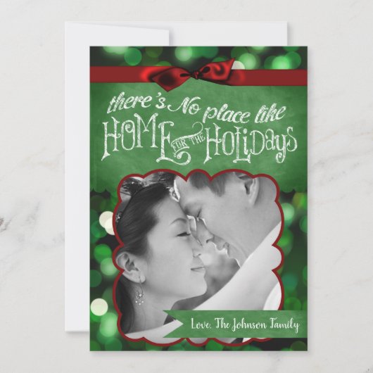 5x7 XMAS-kaart voor kerstgroene kerst met lichte f Feestdagenkaart (Voorkant)