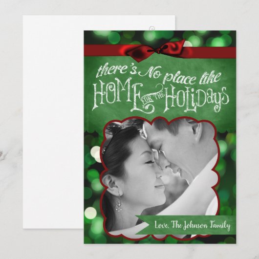 5x7 XMAS-kaart voor kerstgroene kerst met lichte f Feestdagenkaart (Voorkant / Achterkant)