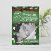 5x7 XMAS-kaart voor kerstgroene kerst met lichte f Feestdagenkaart (Staand voorkant)