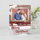 5x7 XMAS Kerst Herten Hout Buck Doe FOTOKAART Feestdagenkaart (Staand voorkant)