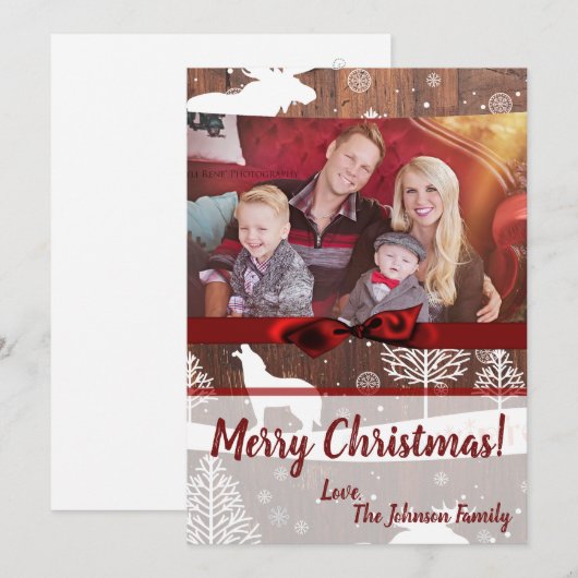 5x7 XMAS Kerst Herten Hout Buck Doe FOTOKAART Feestdagenkaart (Voorkant / Achterkant)