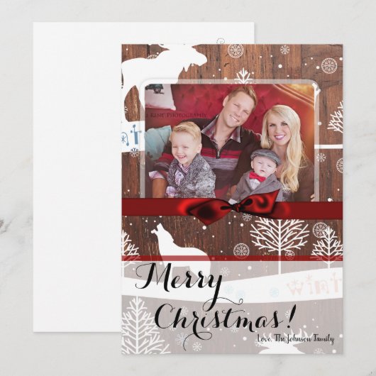 5x7 XMAS Kerst Herten Hout Buck Doe FOTOKAART Feestdagenkaart (Voorkant / Achterkant)