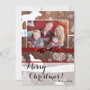 5x7 XMAS Kerst Herten Hout Buck Doe FOTOKAART Feestdagenkaart