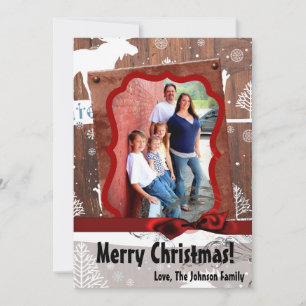 5x7 XMAS Kerst Herten Hout Buck Doe FOTOKAART Feestdagenkaart