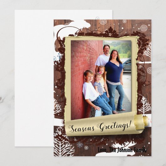 5x7 XMAS Kerst Herten Hout Buck Doe FOTOKAART Feestdagenkaart (Voorkant / Achterkant)