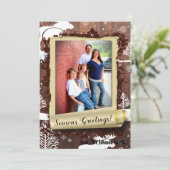 5x7 XMAS Kerst Herten Hout Buck Doe FOTOKAART Feestdagenkaart (Staand voorkant)