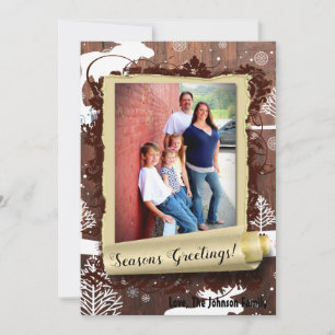 5x7 XMAS Kerst Herten Hout Buck Doe FOTOKAART Feestdagenkaart