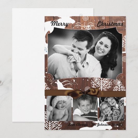 5x7 XMAS Kerst Herten Hout Buck Doe FOTOKAART Feestdagenkaart (Voorkant / Achterkant)