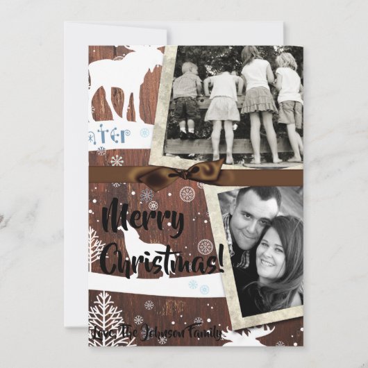 5x7 XMAS Kerst Herten Hout Buck Doe FOTOKAART Feestdagenkaart (Voorkant)