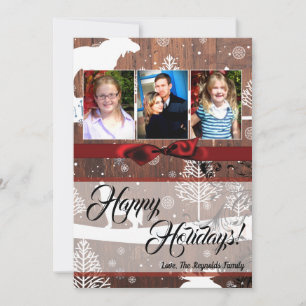 5x7 XMAS Kerst Herten Hout Buck Doe FOTOKAART Feestdagenkaart