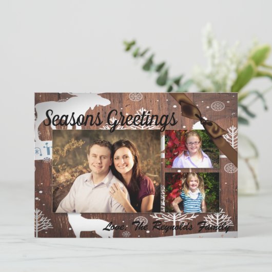 5x7 XMAS Kerst Herten Hout Buck Doe FOTOKAART Feestdagenkaart (Staand voorkant)
