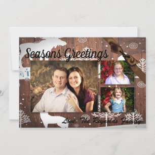 5x7 XMAS Kerst Herten Hout Buck Doe FOTOKAART Feestdagenkaart