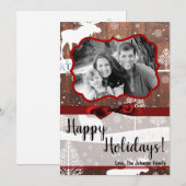 5x7 XMAS Kerst Hout Herten Doe Buck FOTO-kaart Feestdagenkaart (Voorkant / Achterkant)