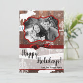 5x7 XMAS Kerst Hout Herten Doe Buck FOTO-kaart Feestdagenkaart (Staand voorkant)