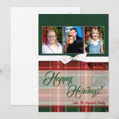 5x7 XMAS Kerst Plaid Rood Stof FOTO Kaart (Voorkant / Achterkant)