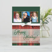 5x7 XMAS Kerst Plaid Rood Stof FOTO Kaart (Staand voorkant)