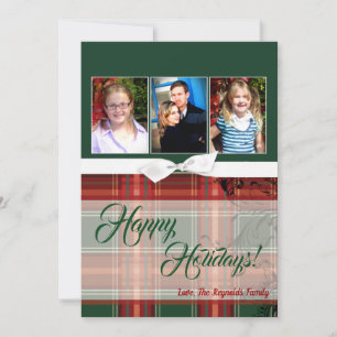 5x7 XMAS Kerst Plaid Rood Stof FOTO Kaart