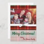 5x7 XMAS Kerst Plaid Rood Stof FOTO Kaart (Voorkant / Achterkant)