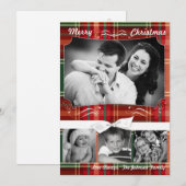 5x7 XMAS Kerst Plaid Rood Stof FOTO Kaart (Voorkant / Achterkant)