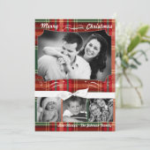 5x7 XMAS Kerst Plaid Rood Stof FOTO Kaart (Staand voorkant)