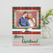 5x7 XMAS Kerst Plaid Rood Stof FOTO Kaart (Staand voorkant)