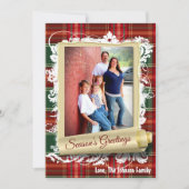 5x7 XMAS Kerst Plaid Rood Stof FOTO Kaart (Voorkant)