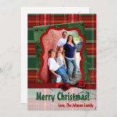 5x7 XMAS Kerst Plaid Rood Stof FOTO Kaart (Voorkant / Achterkant)