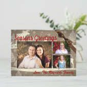 5x7 XMAS-kerstBurlap Deer Doe Buck PHOTO-kaart Feestdagenkaart (Staand voorkant)