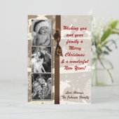 5x7 XMAS-kerstBurlap Deer Doe Buck PHOTO-kaart Feestdagenkaart (Staand voorkant)