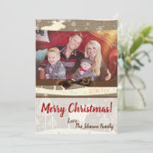 5x7 XMAS-kerstBurlap Deer Doe Buck PHOTO-kaart Feestdagenkaart (Staand voorkant)