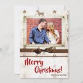 5x7 XMAS-kerstBurlap Deer Doe Buck PHOTO-kaart Feestdagenkaart (Voorkant)