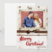 5x7 XMAS-kerstBurlap Deer Doe Buck PHOTO-kaart Feestdagenkaart (Voorkant / Achterkant)