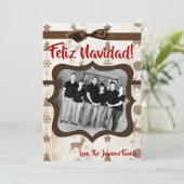 5x7 XMAS-kerstBurlap Deer Doe Buck PHOTO-kaart Feestdagenkaart (Staand voorkant)