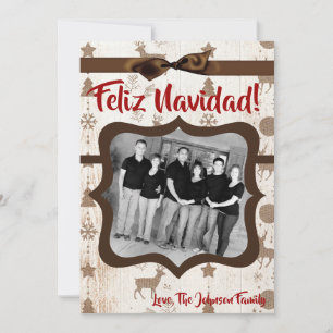 5x7 XMAS-kerstBurlap Deer Doe Buck PHOTO-kaart Feestdagenkaart