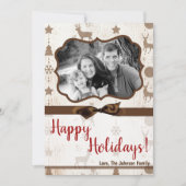 5x7 XMAS-kerstBurlap Deer Doe Buck PHOTO-kaart Feestdagenkaart (Voorkant)