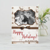 5x7 XMAS-kerstBurlap Deer Doe Buck PHOTO-kaart Feestdagenkaart (Staand voorkant)
