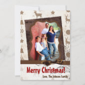 5x7 XMAS-kerstBurlap Deer Doe Buck PHOTO-kaart Feestdagenkaart (Voorkant)