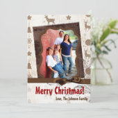 5x7 XMAS-kerstBurlap Deer Doe Buck PHOTO-kaart Feestdagenkaart (Staand voorkant)