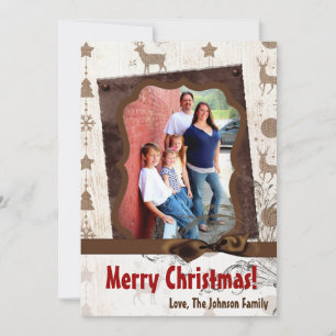 5x7 XMAS-kerstBurlap Deer Doe Buck PHOTO-kaart Feestdagenkaart