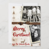 5x7 XMAS-kerstBurlap Deer Doe Buck PHOTO-kaart Feestdagenkaart (Voorkant)