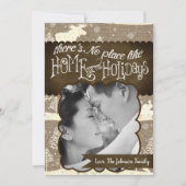 5x7 XMAS-kerstBurlap Deer Doe Buck PHOTO-kaart Feestdagenkaart (Voorkant)