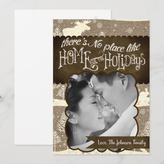 5x7 XMAS-kerstBurlap Deer Doe Buck PHOTO-kaart Feestdagenkaart (Voorkant / Achterkant)