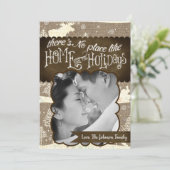 5x7 XMAS-kerstBurlap Deer Doe Buck PHOTO-kaart Feestdagenkaart (Staand voorkant)